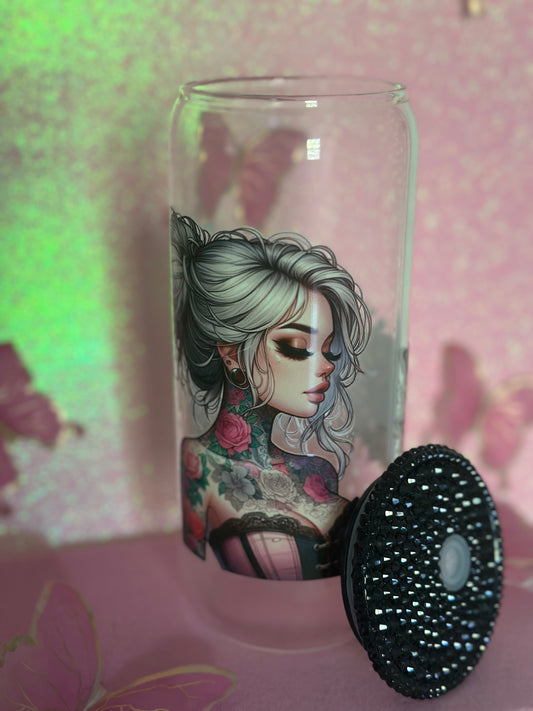 BAD ASS BABE GLASS CUP  ( 20oz )